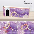 For Google Pixel 8 Pro Electroplating Marble IMD TPU Phone Case with Ring Holder(Purple 002)