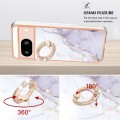 For Google Pixel 8 Electroplating Marble IMD TPU Phone Case with Ring Holder(White 006)