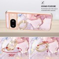 For Google Pixel 8 Electroplating Marble IMD TPU Phone Case with Ring Holder(Rose Gold 005)