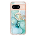For Google Pixel 8 Electroplating Marble IMD TPU Phone Case with Ring Holder(Green 003)