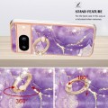 For Google Pixel 8 Electroplating Marble IMD TPU Phone Case with Ring Holder(Purple 002)
