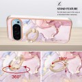 For Google Pixel 9 Electroplating Marble IMD TPU Phone Case with Ring Holder(Rose Gold 005)