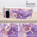 For Google Pixel 9 Electroplating Marble IMD TPU Phone Case with Ring Holder(Purple 002)