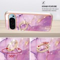 For Google Pixel 9 Electroplating Marble IMD TPU Phone Case with Ring Holder(Purple 001)