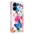For Xiaomi Redmi 13C Colored Drawing Pattern Leather Phone Case(Butterflies)