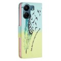 For Xiaomi Redmi 13C Colored Drawing Pattern Leather Phone Case(Feather)