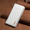 For Xiaomi Redmi 13C Diamond Lattice Magnetic Leather Flip Phone Case(White)
