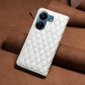 For Xiaomi Redmi 13C Diamond Lattice Magnetic Leather Flip Phone Case(White)