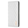 For Xiaomi Poco M6 Pro 4G Diamond Lattice Magnetic Leather Flip Phone Case(White)