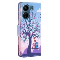 For Xiaomi Redmi 13C Colored Drawing Pattern Leather Phone Case(Owl)