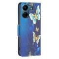 For Xiaomi Redmi 13C Colored Drawing Pattern Leather Phone Case(Gold Butterfly)