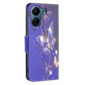 For Xiaomi Redmi 13C Colored Drawing Pattern Leather Phone Case(Purple Butterfly)