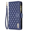 For Xiaomi Redmi 13C Diamond Lattice Zipper Wallet Leather Flip Phone Case(Blue)