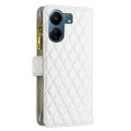 For Xiaomi Redmi 13C Diamond Lattice Zipper Wallet Leather Flip Phone Case(White)