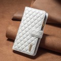 For Xiaomi Redmi K70E Diamond Lattice Zipper Wallet Leather Flip Phone Case(White)