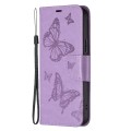 For Xiaomi Redmi 13C Two Butterflies Embossing Leather Phone Case(Purple)