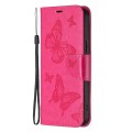 For Xiaomi Redmi 13C Two Butterflies Embossing Leather Phone Case(Rose Red)