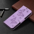 For Xiaomi Redmi Note 13 4G Global Two Butterflies Embossing Leather Phone Case(Purple)