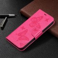 For Xiaomi Redmi Note 13 4G Global Two Butterflies Embossing Leather Phone Case(Rose Red)