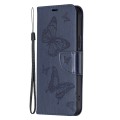For Xiaomi Redmi Note 13 4G Global Two Butterflies Embossing Leather Phone Case(Blue)