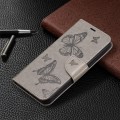 For Xiaomi Redmi Note 13 4G Global Two Butterflies Embossing Leather Phone Case(Grey)