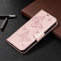 For Xiaomi Redmi Note 13 4G Global Two Butterflies Embossing Leather Phone Case(Rose Gold)