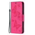 For Xiaomi Poco M6 Pro 4G Two Butterflies Embossing Leather Phone Case(Rose Red)
