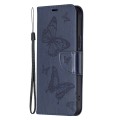 For Xiaomi Poco M6 Pro 4G Two Butterflies Embossing Leather Phone Case(Blue)