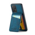 For Samsung Galaxy A72 4G / 5G Fierre Shann Crazy Horse Card Holder Back Cover PU Phone Case(Blue)