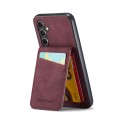 For Samsung Galaxy A34 5G Fierre Shann Crazy Horse Card Holder Back Cover PU Phone Case(Wine Red)