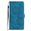 For Motorola Moto G14 4G Flower Embossing Pattern Leather Phone Case(Blue)