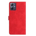 For Motorola Moto G14 4G Flower Embossing Pattern Leather Phone Case(Red)