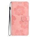 For Motorola Moto G54 5G Flower Embossing Pattern Leather Phone Case(Pink)