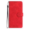 For Motorola Moto G54 5G Flower Embossing Pattern Leather Phone Case(Red)