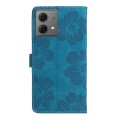 For Motorola Moto G84 5G Flower Embossing Pattern Leather Phone Case(Blue)
