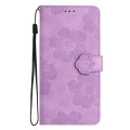For Motorola Moto G84 5G Flower Embossing Pattern Leather Phone Case(Purple)