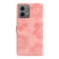 For Motorola Moto G84 5G Flower Embossing Pattern Leather Phone Case(Pink)