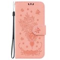 For Infinix Hot 40 / 40 Pro Butterfly Rose Embossed Leather Phone Case(Pink)