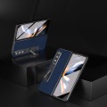 For Samsung Galaxy Z Fold3 5G Carbon Fiber Texture Integrated Protective Phone Case with Holder(Dark