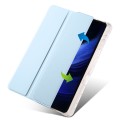 For Xiaomi Pad 6S Pro 3-fold Clear TPU Smart Leather Tablet Case with Pen Slot(Ice Blue)