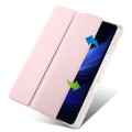 For Xiaomi Pad 6S Pro 3-fold Clear TPU Smart Leather Tablet Case with Pen Slot(Sand Pink)