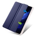 For Xiaomi Pad 6S Pro 3-fold Clear TPU Smart Leather Tablet Case with Pen Slot(Dark Blue)