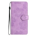 For Honor 90 Lite Flower Embossing Pattern Leather Phone Case(Purple)