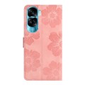 For Honor 90 Lite Flower Embossing Pattern Leather Phone Case(Pink)