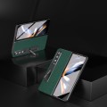 For Samsung Galaxy Z Fold3 5G Integrated Genuine Leather Litchi Texture Phone Case with Holder(Green