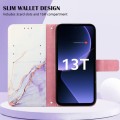 For Xiaomi 13T PT003 Marble Pattern Flip Leather Phone Case(White Purple LS006)