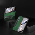 For Samsung Galaxy Z Fold3 5G Integrated Black Edge Genuine Leather Mino Phone Case with Holder(Gree