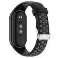 For Xiaomi Mi Band 8 Two-color Steel Plug Silicone Watch Band(Black Grey)