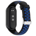 For Xiaomi Mi Band 8 Two-color Steel Plug Silicone Watch Band(Black Blue)