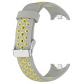 For Xiaomi Mi Band 8 Two-color Steel Plug Silicone Watch Band(Grey Yellow)